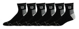 New Wilson 6pk mens quarter socks, fits shoe size 6-12