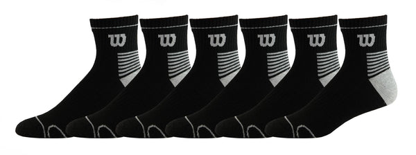 New Wilson 6pk mens quarter socks, fits shoe size 6-12