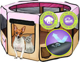 New Zampa Portable Foldable Pet playpen Exercise Pen Kennel + Carrying Case for Large Dogs Small Puppies/Cats | Indoor/Outdoor Use | Water Resistant in Pink! Large (61"x61"x30")