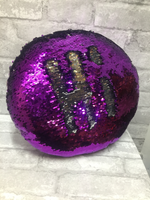 Brand new 14 Inch round Magic Mermaid (Purple/Silver) sequins pillow, plush soft backing! 1 PILLOW (PURPLE/SILVER)