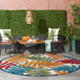 New Very large Nourison Aloha Multicolour 7'10" X ROUND Indoor/Outdoor Rug! Retails $467+