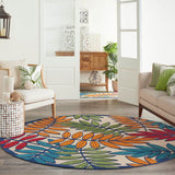 New Very large Nourison Aloha Multicolour 7'10" X ROUND Indoor/Outdoor Rug! Retails $467+