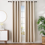 New Amazon Basics Room Darkening Blackout Window Curtains with Grommets - 54 x 84-Inch, Beige, 2 Panels with tie backs