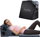 New TerriTrophy 4 Pc Bed Wedge Pillows Set - Orthopedic Wedge Pillow for Sleeping - Multi Angle Relief System for Back, Neck. Shoulder, and Leg Elevation Pillows | Acid Reflux, Anti Snoring - Machine Washable Cover, Grey!