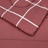 New Amazon Basics 7-Piece Lightweight Microfiber Bed-In-A-Bag Comforter Bedding Set - Full/Queen, Burgundy Simple Plaid, Sz Full/Queen