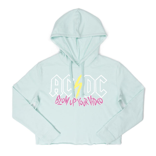 New with tags! AC/DC Ladies cropped hoodie, Lightweight for Summer, Sz S! Colour is Aqua!