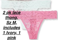 Brand new George Women's Lace Thongs 2-Pack, Sz M, Includes 1 Ivory, 1 Pink