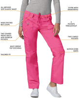 New Adar Active Classic Scrub Set for Women - Crossover Top and Multi Pocket Pants, Fruit Punch, Sz L!