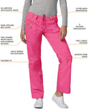 New Adar Active Classic Scrub Set for Women - Crossover Top and Multi Pocket Pants, Fruit Punch, Sz L!