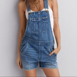 New American Eagle Denim Overall short, Sz XS! Over-sized shortalls with distressed wash finish great for everyday wear!