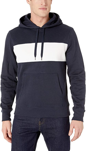 New with tags! Amazon Essentials Men's Hooded Fleece Sweatshirt in Navy/White, Sz M!