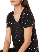 New Amazon Essentials Women's Short-Sleeve V-Neck Swing Dress in Black & White Polka Dot, Sz S! Relaxed fit!