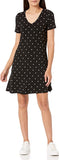 New Amazon Essentials Women's Short-Sleeve V-Neck Swing Dress in Black & White Polka Dot, Sz S! Relaxed fit!