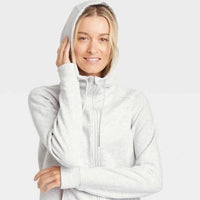New Women's Fleece Full Zip Hooded Sweatshirt - All in Motion™ XXL NWT Heather grey Sz XXL
