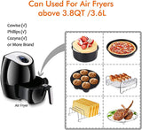 New Air Fryer Accessories, Genround 8 inch 13Pcs incl Cake Tin, Pizza Tray, BBQ Rack, Toast Rack, Cook Tong, Recipe Book Baking for Air Fryers! Perfect Fit for Most Brands Air Fryer