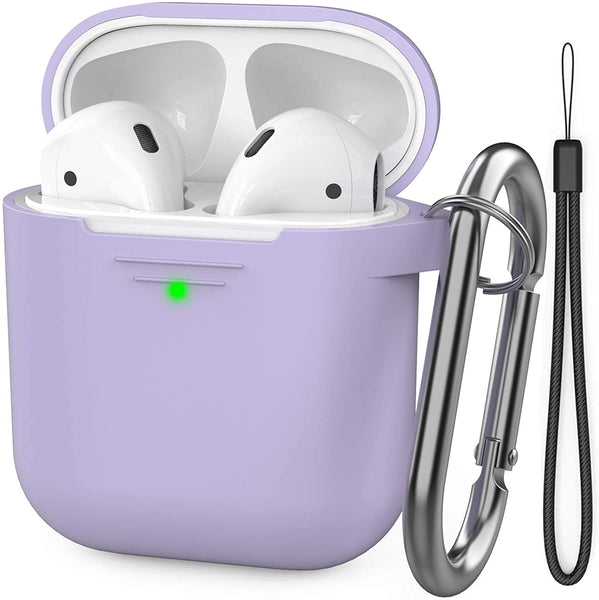 AhaStyle Upgrade AirPods Case Protective Cover Skin [Front LED Visible] Silicone for Apple AirPods 2 & 1(Lavender)