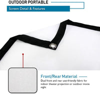 120 Inch Fabric Portable Double sided Projector Screen Indoor/Outdoor! Great for Theatre or Outdoor Holiday Events! Hangs anywhere!