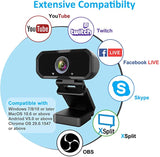 New Webcam with Microphone, Akyta PC Laptop Desktop Computer Video Web Camera, Wide Angle HD Webcam 1080P for Zoom Skype YouTube Twitch OBS Streaming Video Conference, Webcam with Privacy Cover,Tripod
