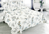 New in package! Wayfair Alcott Hill Beautiful Rich Printed 2 Pieces Luxury Quilt Set with 2 Quilted Shams, Bird and Leaves Pattern, Blue and White, QUEEN!