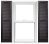 New in box! Wayfair Cathedral Top Standard Open Louver Shutters Pair (Set of 2) Black, Sz 14.5" W X 55" H, Retails $125+