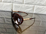 New Designer Rep. Sunglasses, 400 UV Protection! Stylish Gradient Lenses! Amber w/gold side detail - Retails $40+