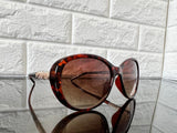 New Designer Rep. Sunglasses, 400 UV Protection! Stylish Gradient Lenses! Amber w/gold side detail - Retails $40+