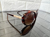 New Designer Rep. Sunglasses, 400 UV Protection! Stylish Gradient Lenses! Amber w/gold side detail - Retails $40+