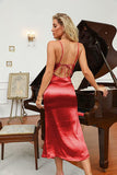 New Amiliashp Women's Sexy Cowl Neck Backless Cami Satin Slip Dress in Red! Sz M!