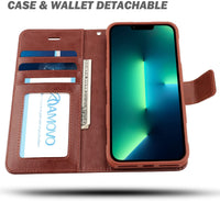 AMOVO Compatible with iPhone 11 Pro Case Wallet Leather Magnetic Flip Case with Card Holder [2 in 1] Detachable Case [Wireless Charging][Kickstand][Wrist Strap] (for iPhone 11 Pro , Light Brown)
