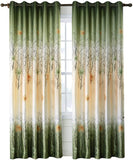 New Green/Yellow Blackout Curtains for Living Room - Anady 2 Panels Maple Tree Leaf Drapes with faux silk finish, Grommet 42W 96L Each Panel!