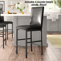 Andreana Counter Height Upholstered Dining Chairs (Set of 4), Black soft faux leather with metal frames! Retails $320+