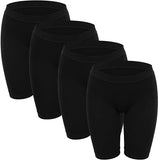 New 4 PACK Angelhood Womens Anti Chafing Cotton Underwear Bike Yoga Shorts Long Leg Boy Shorts,Slip Shorts for Under Dresses Pack of 4, Black, Sz M!