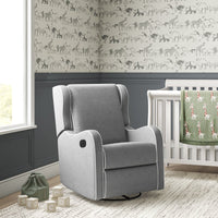 NIB! Angel Line Rebecca Upholstered Swivel Gliding Recliner, Grey Linen! Retails $755 w/tax!