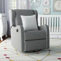 NIB! Angel Line Rebecca Upholstered Swivel Gliding Recliner, Grey Linen! Retails $755 w/tax!