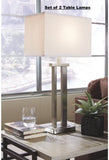New in box! Signature Design by Ashley Lamps and Lighting Aniela Table Lamp (Set of 2) 1 shade has minor indent as shown in pics, just place that side to the wall and would not see it! Retails $207 W/tax!