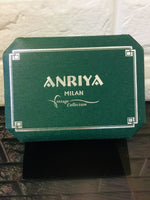 New in Keepsake box! Anriya Milan Vintage Collection His/Hers Wristwatch Set! Black Textured Band, Black Face! New batteries in both!