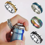 5 PCS Anxiety Rings, Size 11 - Spinner Rings for Women/Men Anxiety Relief 6MM Stainless Steel Fidget Rings for Anxiety