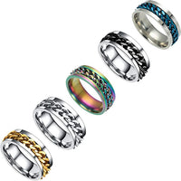 5 PCS Anxiety Rings, Size 11 - Spinner Rings for Women/Men Anxiety Relief 6MM Stainless Steel Fidget Rings for Anxiety