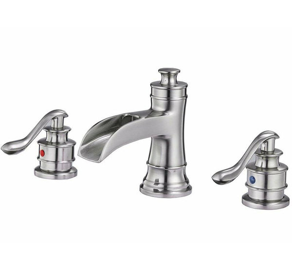 DFI Lavatory Widespread Waterfall spout Bathroom Faucet by Aquafaucet! Brushed Nickel! Retails $211 w/tax on sale!