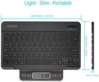 New Arteck Universal Backlit 7-Colors & Adjustable Brightness Ultra Light & Slim Portable Wireless Bluetooth 3.0 Keyboard