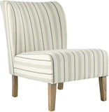 New Assembled Signature Design by Ashley - Triptis Accent Chair - Farmhouse Style - Pinstriped Cream/Blue
