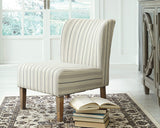 New Assembled Signature Design by Ashley - Triptis Accent Chair - Farmhouse Style - Pinstriped Cream/Blue