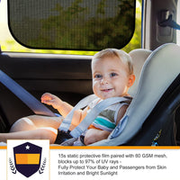 AstroAI Car Window Shade, Car Sun Shade, Car Window Shade Baby- 21"x14" Cling Sunshade for Side Windows - 80GSM UPF50+ Blocks Sun, Glare and Over 97% of Harmful UV Rays Protection for Baby Children (4 Pack - 2 Transparent and 2 Semi-Transparent)