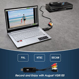 New in box! August VGB100 - External USB Video Capture Card - S Video / Composite to USB Transfer Cable - Grabber Lead For Windows 10 / 8 / 7 / Vista / XP