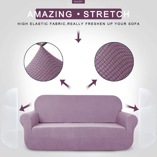 New AUJOY 1 pIece Stretch Sofa Cover Water-Repellent Pet Proof Slipcover Protector (Sofa, Light Purple)