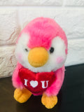 New Aurora World 5" Pet Penguin Plush, Text on heart reads "i love u"