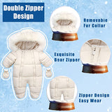 New super adorable Mother's Baby Bear Infant Boy Girl Winter Thick Romper Outwear Warm Hood Snowsuit Jumpsuit w/removable fur around hood, Sz 6-9 Months