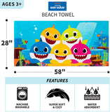 New Franco Kids Super Soft Cotton Beach Towel, 58 in x 28 in, Baby Shark