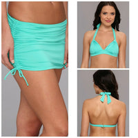 New with tags! BADGLEY MISCHKA SWIMSUIT SKIRTED BIKINI MINT ADJUSTABLE COVERAGE BOTTOMS, Sz 10! Retails $116+