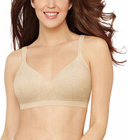 New Bali Women's Comfort Revolution Wire Free Bra in Light Beige Swirl! Sz 42D, also fits 44C, 46B, 40DD, 38DDD, 36DDDD